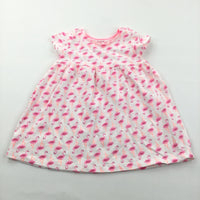 Flamingos Pink & White Jersey Dress - Girls 9-12 Months