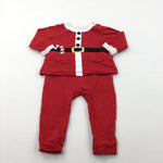 Santa Red Long Sleeve Top & Jersey Trousers Christmas Set - Boys/Girls 6-9 Months