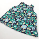 Flowers Navy, Blue & Green Jersey Tunic Top - Girls 6-9 Months