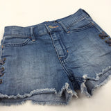 Mid Blue Denim Shorts with Laces Detail - Girls 9-10 Years