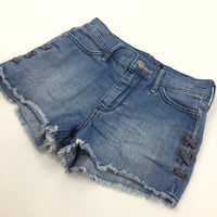 Mid Blue Denim Shorts with Laces Detail - Girls 9-10 Years