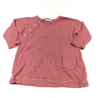 Red & White Striped Long Sleeve Jersey Tunic Top - Girls 6-9 Months