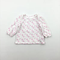 Hearts & Flowers Pink & White Long Sleeve Top - Girls Newborn