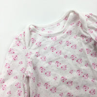 Hearts & Flowers Pink & White Long Sleeve Top - Girls Newborn