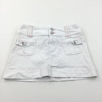 White & Pink Denim Skirt - Girls 9-10 Years