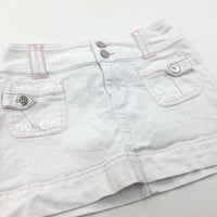 White & Pink Denim Skirt - Girls 9-10 Years