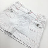 White & Pink Denim Skirt - Girls 9-10 Years