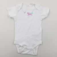 Unicorn White Short Sleeve Bodysuit - Girls 12-18 Months