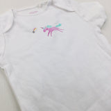 Unicorn White Short Sleeve Bodysuit - Girls 12-18 Months