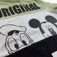 'Original Crew' Donald & Mickey Green, Grey & Black T-Shirt - Boys 4-5 Years