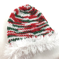Sparkly Red, Green & White Knitted Christmas Hat & Booties Set - Boys/Girls 0-6 Months