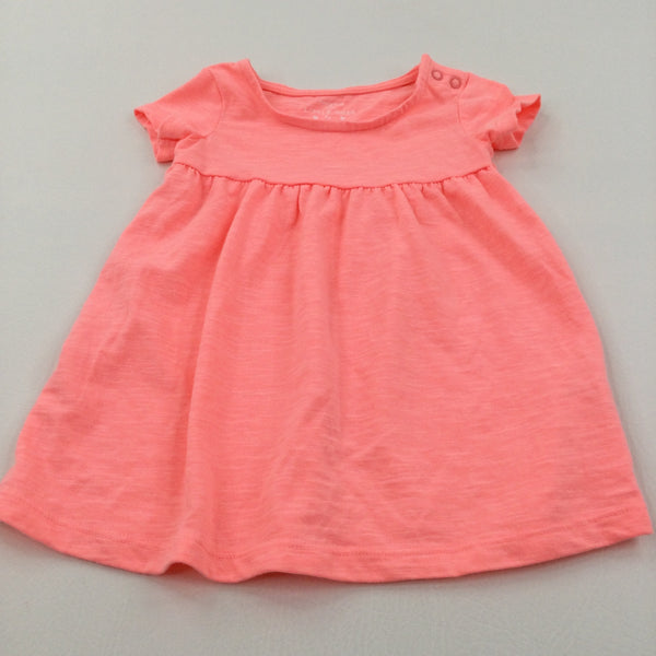 Neon Orange Lightweight Jersey Dress - Girls 9-12 Months