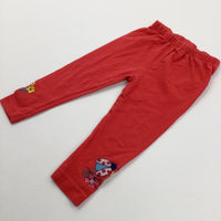Ladybird & Flowers Embroidered Red Leggings - Girls 12-18 Months