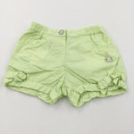 Bear Tag Lime Green Lightweight Cotton Shorts - Girls 12 Months