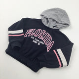 'Florida' Black & Grey Cropped Hoodie - Girls 4-5 Years