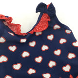 Hearts White, Red & Navy Swimming Costume - Girls 9-12 Months