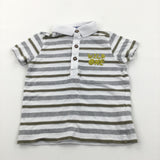 'Wild One' Grey, Green & White Striped Polo Shirt - Boys 12-18 Months