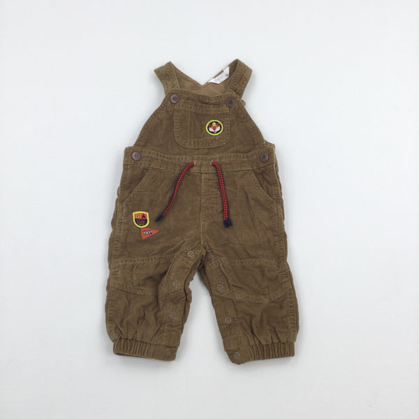 Badges Brown Lined Corduroy Dungarees - Boys 3-6 Months