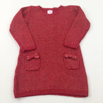 Sparkly Red Knitted Dress - Girls 4-5 Years