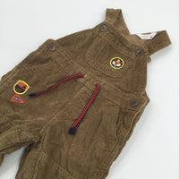 Badges Brown Lined Corduroy Dungarees - Boys 3-6 Months