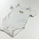 'Saturday' Racing Car White Short Sleeve Bodysuit - Boys Newborn - Up To 1 Month