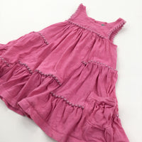 Pink Lightweight Jersey Sun Dress with Pom Pom Detailin - Girls 9-12 Months