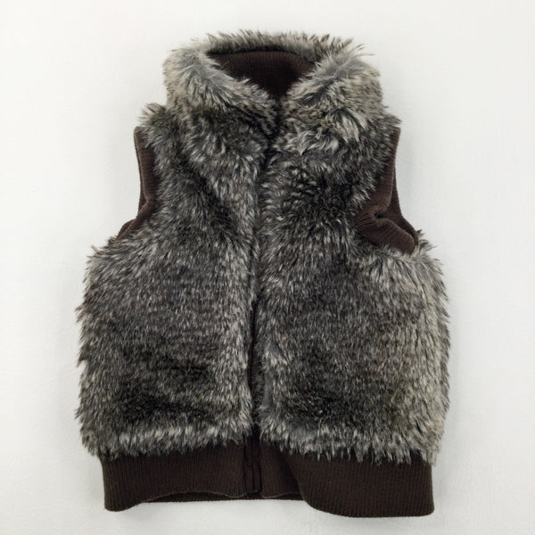 Brown Fluffy Gilet - Girls 12-18 Months