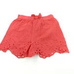 Broderie Patterned Red Lightweight Cotton Skirt - Girls 2-3 Years