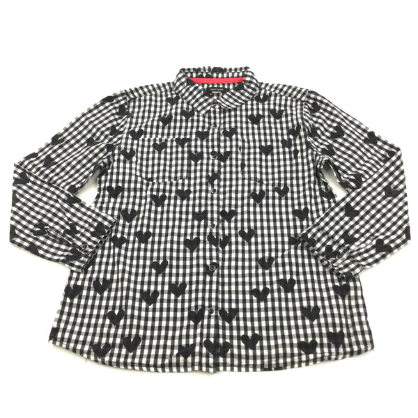 Hearts Black & White Checked Cotton Shirt/Blouse - Girls 10-11 Years