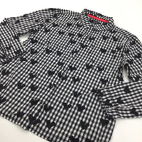 Hearts Black & White Checked Cotton Shirt/Blouse - Girls 10-11 Years