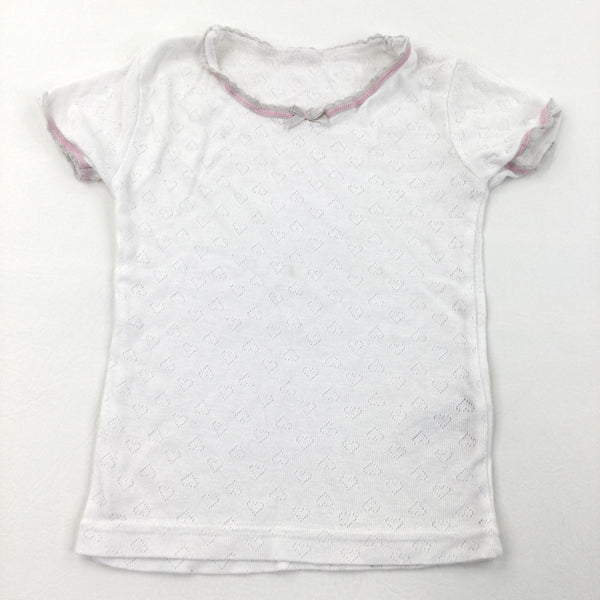 Hearts White Short Sleeve T-Shirt - Girls 3-4 Years