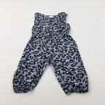 Blue Leopard Print Jumpsuit - Girls 9-12 Months