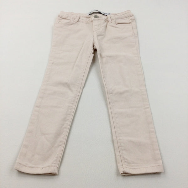Pale Pink Denim Skinny Jeans With Adjustable Waistband - Girls 4-5 Years