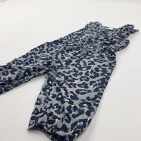 Blue Leopard Print Jumpsuit - Girls 9-12 Months