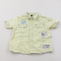 Appliqued Badges Pale Yellow Cotton Shirt - Boys 12-18 Months