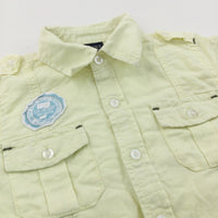 Appliqued Badges Pale Yellow Cotton Shirt - Boys 12-18 Months