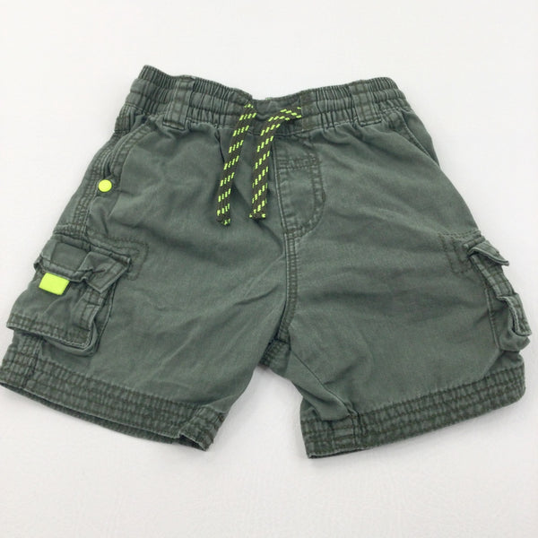 Dark Green Lightweight Cotton Cargo Shorts - Boys 12-18 Months