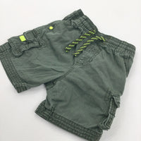 Dark Green Lightweight Cotton Cargo Shorts - Boys 12-18 Months