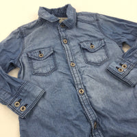 Blue Denim Effect Cotton Shirt - Boys 18-24 Months