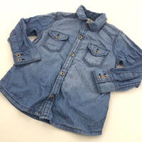 Blue Denim Effect Cotton Shirt - Boys 18-24 Months