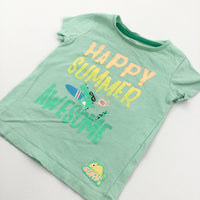 'Happy Summer Awesome' Crocodile Green T-Shirt - Boys 12-18 Months