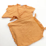 Orange Vest Top & Tie Front Jersey Short Sleeve Cardigan - Girls 2-3 Years