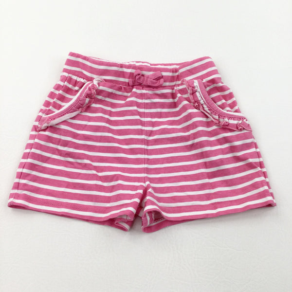 Pink & White Striped Lightweight Jersey Shorts - Girls 2-3 Years