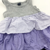 Grey, Lilac, Purple & Navy Jersey & Cotton Sun Dress - Girls 12-18 Months