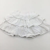 White Layered Cotton Skirt - Girls 3-4 Years