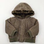 Brown Cord Jacket with Hood - Boys 18-24 Months