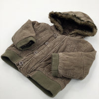 Brown Cord Jacket with Hood - Boys 18-24 Months