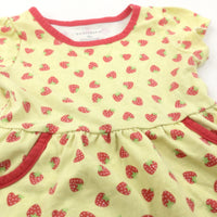 Strawberries Yellow & Red Jersey Dress with Pockets - Girls 12-18 Months