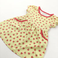 Strawberries Yellow & Red Jersey Dress with Pockets - Girls 12-18 Months