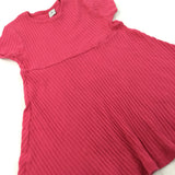Pink Ribbed Short Sleeve Dress - Girls 2-3 Years